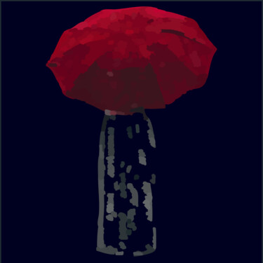 Digitale Kunst mit dem Titel "Red umbrella" von Omi Sid, Original-Kunstwerk, Fotomontage