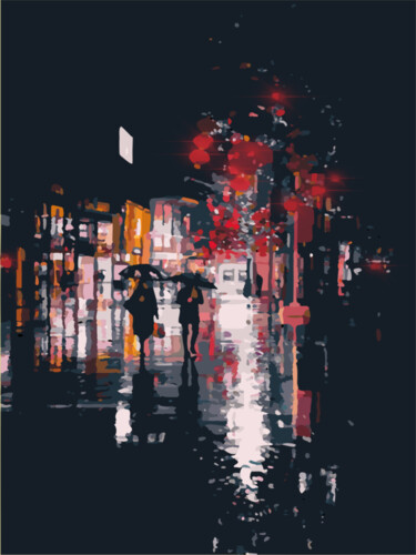 「Red lights」というタイトルのデジタルアーツ Omi Sidによって, オリジナルのアートワーク, 写真モンタージュ