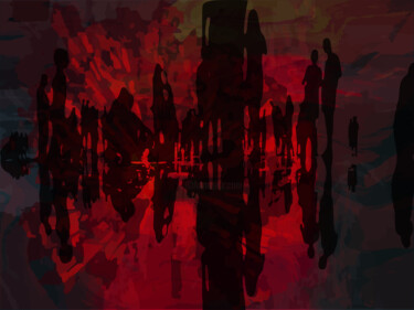 Digitale Kunst getiteld "Red chaos" door Omi Sid, Origineel Kunstwerk, Foto Montage