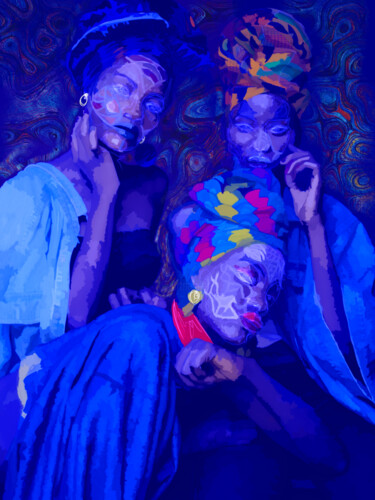 Arts numériques intitulée "Azure Reflections 4" par Omi Sid, Œuvre d'art originale, Collage numérique