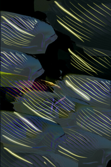 Digitale Kunst getiteld "Blue Fish Inspirati…" door Omi Sid, Origineel Kunstwerk, Digitale collage