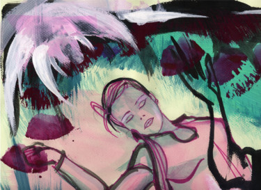 Peinture intitulée "La dormeuse du Val" par Omkara, Œuvre d'art originale, Acrylique