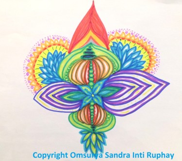 Zeichnungen mit dem Titel "Abstrakt Mandala Bl…" von Omsurya Sandra Inti Ruphay, Original-Kunstwerk, Marker
