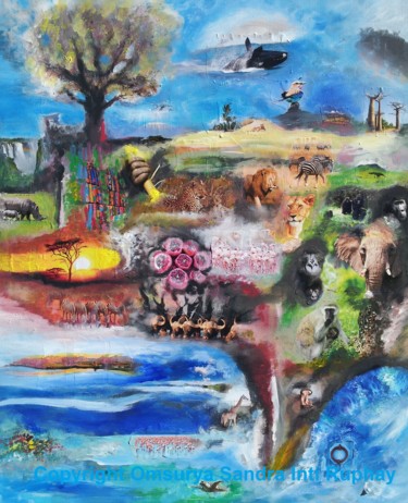 Malarstwo zatytułowany „AFRIKA MUTTER LIEBE” autorstwa Omsurya Sandra Inti Ruphay, Oryginalna praca, Akryl