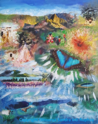 Malerei mit dem Titel "OUR LOVE PARADISE" von Omsurya Sandra Inti Ruphay, Original-Kunstwerk, Acryl
