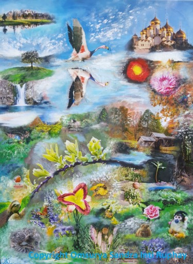 Картина под названием "FREIHEIT LIEBE ERDE…" - Omsurya Sandra Inti Ruphay, Подлинное произведение искусства, Акрил