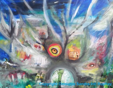 Картина под названием "BERLINE - SKYLIN" - Omsurya Sandra Inti Ruphay, Подлинное произведение искусства, Акрил