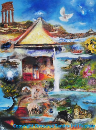 Pintura intitulada "CHEZ SOI - LE MONDE…" por Omsurya Sandra Inti Ruphay, Obras de arte originais, Acrílico