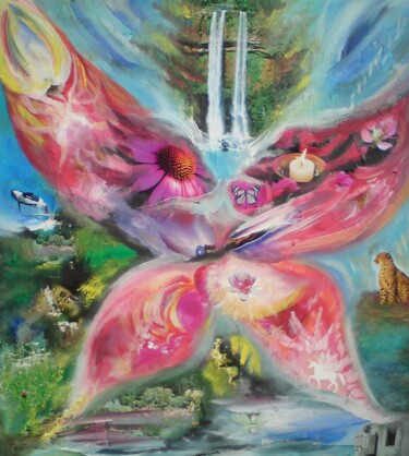 Pittura intitolato "Paradies Schmetterl…" da Omsurya Sandra Inti Ruphay, Opera d'arte originale, Acrilico