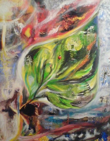 Malerei mit dem Titel "PRIRODA - BLATT DER…" von Omsurya Sandra Inti Ruphay, Original-Kunstwerk, Acryl