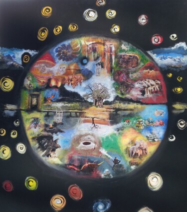 OM to the Earth - Seelenbild-Horoskop für Ernst O. 80x100 cm ©2013 von Omsurya Sandra Inti Ruphay