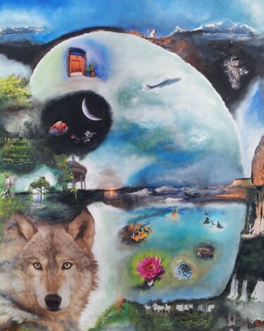DER RAD-GEBENDE WOLF - Seelenbild - Omsurya Sandra 60x80 cm ©2014 von Omsurya Sandra Inti Ruphay