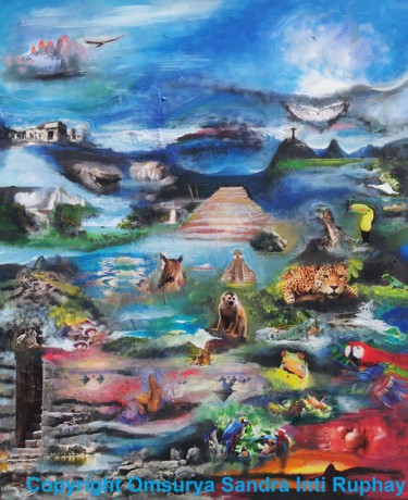 Malerei mit dem Titel "AME MER RICA von Om…" von Omsurya Sandra Inti Ruphay, Original-Kunstwerk, Acryl