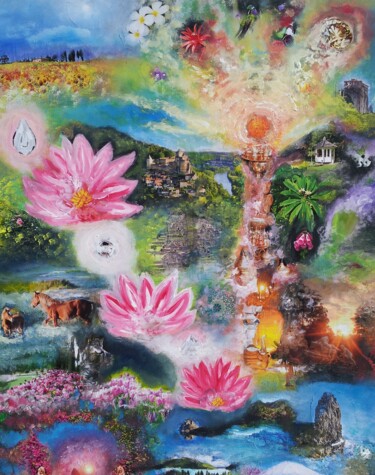 Painting titled "LICHTWEGE - Kraftbi…" by Omsurya Sandra Inti Ruphay, Original Artwork, Acrylic