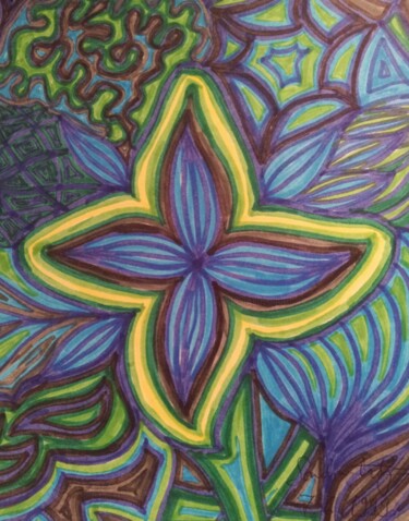 Tekening getiteld "Urwald Licht Blume" door Omsurya Sandra Inti Ruphay, Origineel Kunstwerk, Marker