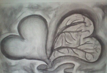 Zeichnungen mit dem Titel "Unsere beiden Herzen" von Omsurya Sandra Inti Ruphay, Original-Kunstwerk, Kreide