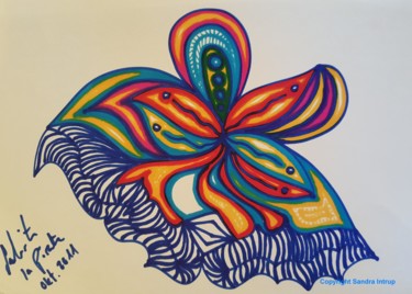 Disegno intitolato "MANDALAKORALLEFREUDE" da Omsurya Sandra Inti Ruphay, Opera d'arte originale, Matite colorate