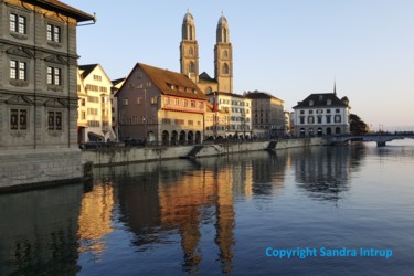 Photography titled "BLUE GOLDEN ZURICH" by Omsurya Sandra Inti Ruphay, Original Artwork
