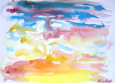 Painting titled "ZEN SUNRISE" by Ona Lodge, Original Artwork, Watercolor