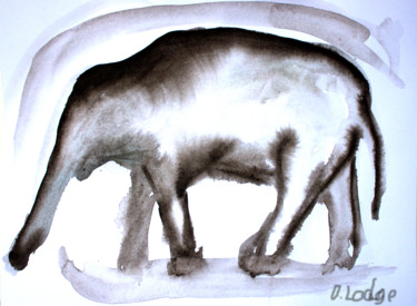 Painting titled "ELEPHANT" by Ona Lodge, Original Artwork, Watercolor