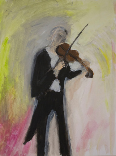 Painting titled "VIOLIN PLAYER" by Ona Lodge, Original Artwork, Acrylic