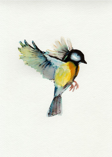 Painting titled "FLYING BIRD" by Ona Lodge, Original Artwork, Watercolor