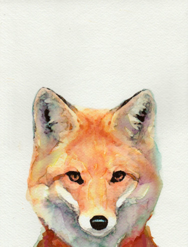 Painting titled "THE INTELLIGENT FOX" by Ona Lodge, Original Artwork, Watercolor