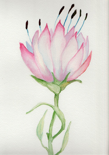 Painting titled "FLOWER" by Ona Lodge, Original Artwork, Watercolor