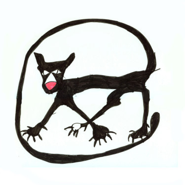 Drawing titled "BLACK CAT" by Ona Lodge, Original Artwork, Ink