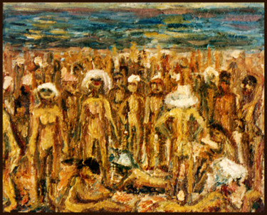 Painting titled "WOMEN'S BEACH" by Ona Lodge, Original Artwork, Oil