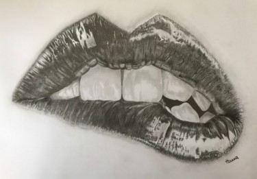 图画 标题为“Lippen” 由Linx Arts, 原创艺术品, 石墨