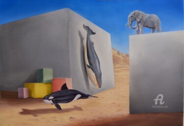 Peinture intitulée "Two Continents" par Onder Caymaz, Œuvre d'art originale, Autre