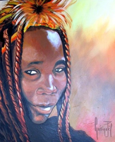 Peinture intitulée "Regard Himba" par Joël Guérin, Œuvre d'art originale