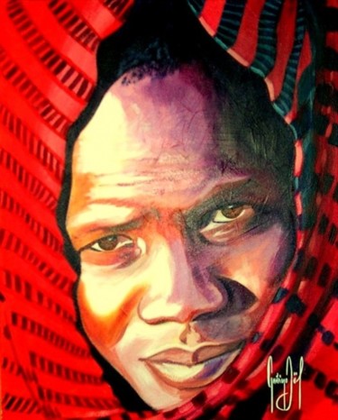 Peinture intitulée "Culture Masaï N°4" par Joël Guérin, Œuvre d'art originale