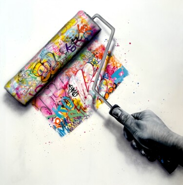 Schilderij getiteld "Color My Life" door Onemizer, Origineel Kunstwerk, Acryl Gemonteerd op Frame voor houten brancard