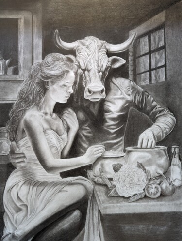 Disegno intitolato "Taurus" da Onesper, Opera d'arte originale, Grafite