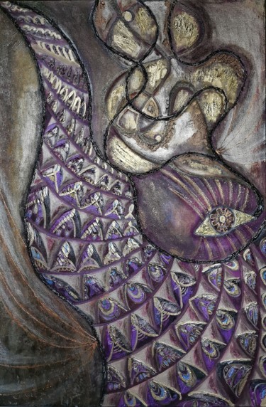 Painting titled ""The Virgin of the…" by Anastasia Lesyuk, Original Artwork, Acrylic Mounted on Wood Stretcher frame