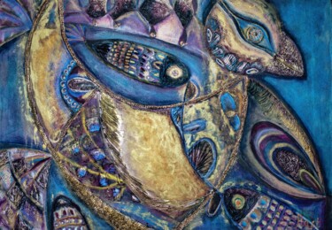 Pintura titulada ""Somali Amadine"" por Anastasia Lesyuk, Obra de arte original, Acrílico Montado en Bastidor de camilla de…