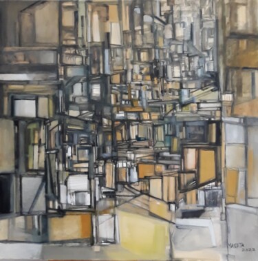 Painting titled "Convergência" by Onofre Manata, Original Artwork, Oil