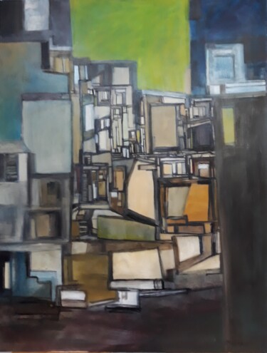 Painting titled "Paisagem Urbana VI" by Onofre Manata, Original Artwork, Oil