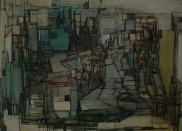 Pintura intitulada "Labirintos" por Onofre Manata, Obras de arte originais, Óleo