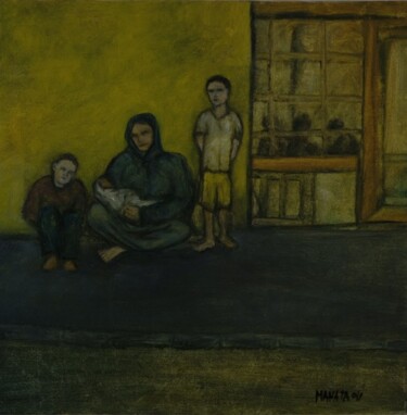 Painting titled "A família" by Onofre Manata, Original Artwork, Oil