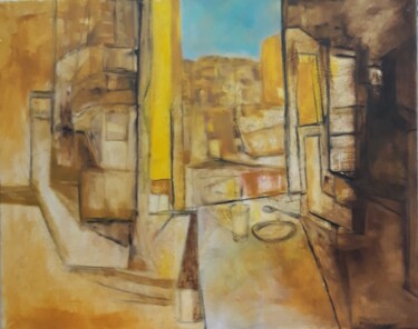 Painting titled "Um lugar à mesa" by Onofre Manata, Original Artwork, Oil