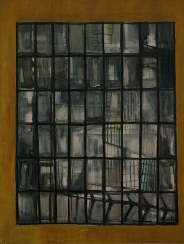 Pintura intitulada "Para além das grades" por Onofre Manata, Obras de arte originais, Óleo