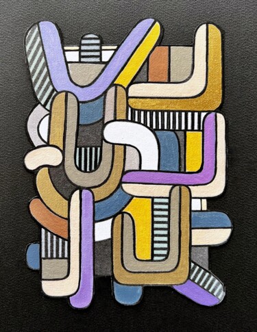 Tekening getiteld "Abstractif 6" door Onurb Napeihcs, Origineel Kunstwerk, Acryl Gemonteerd op Andere stijve panelen