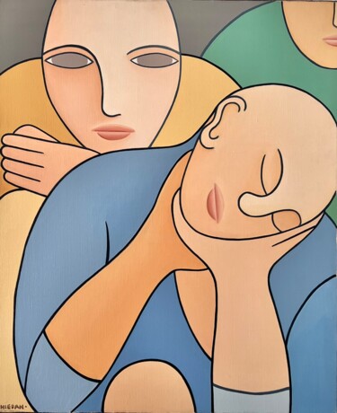 Peinture intitulée "Le petit sommeil" par Onurb Napeihcs, Œuvre d'art originale, Huile Monté sur Châssis en bois