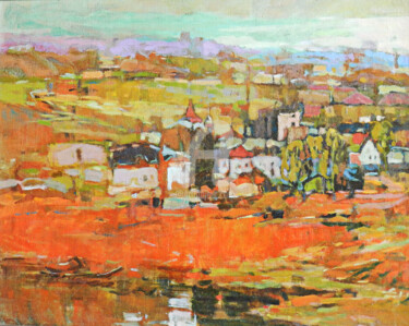 Painting titled "Красное село (Red V…" by Sergei Moskalev, Original Artwork, Oil