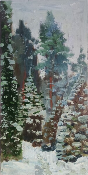 Peinture intitulée "Пейзаж" par Georgii Poliakov, Œuvre d'art originale, Huile Monté sur Châssis en bois