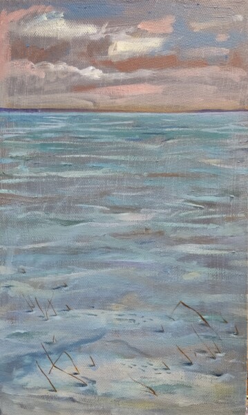 Pittura intitolato "Озеро зимой" da Georgii Poliakov, Opera d'arte originale, Olio