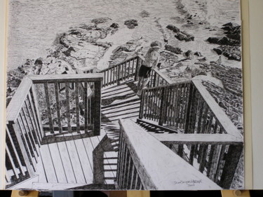Drawing titled "pass escalier" by Jean-Jacques Marchal, Original Artwork, Ink